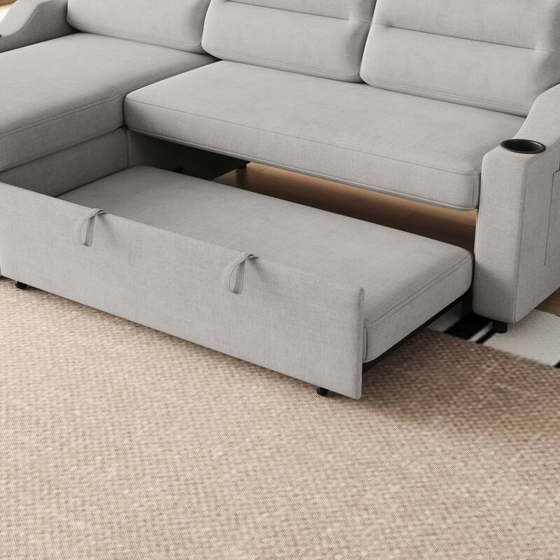 83.5-Inch Convertible Sofa Bed - Stylish Polyester Recliner with Storage for Small Spaces