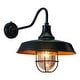 preview thumbnail 7 of 11, VAXCEL Dorado 16.75 in. H 1-Light Dark Bronze Dusk to Dawn Sensor Farmhouse Outdoor Wall Sconce, Gooseneck with Metal Cage Shade