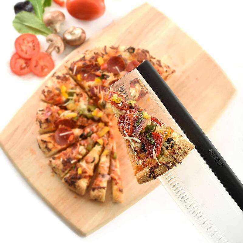 Norpro 13.75" Wide Grip-Ez Pizza / Dessert Slicer with Scallops - Curved Rocker Blade Pizza Cutter