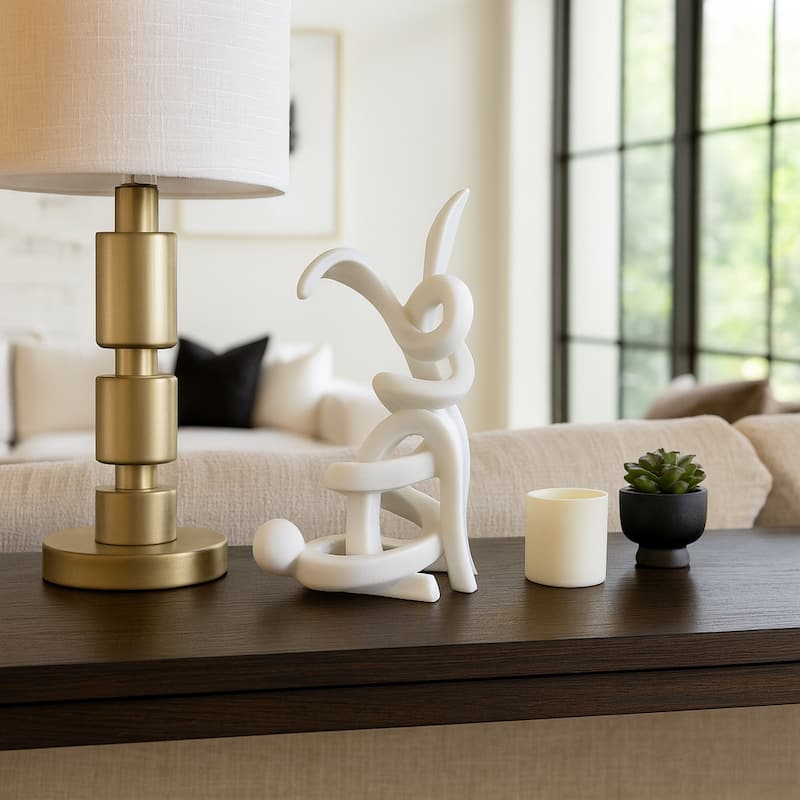 Resin Bunny Sculpture Modern Decorative Figurine Accent - 16" White - 10" x 8" x 16" - White - 10" x 8" x 16"