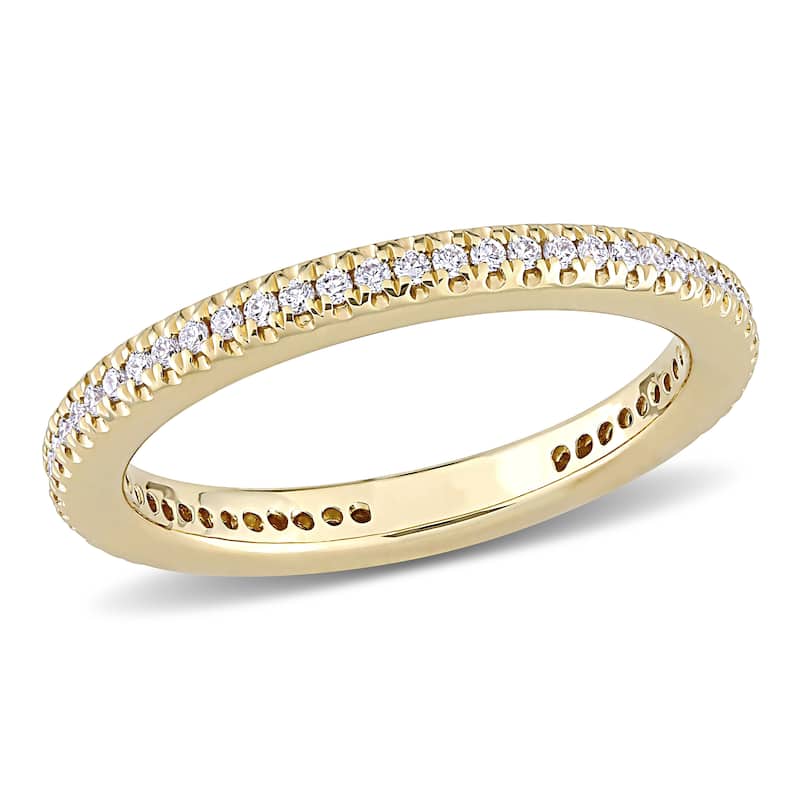 Miadora 14k Yellow Gold 1/4ct TDW Diamond Stackable Eternity Wedding Band Ring