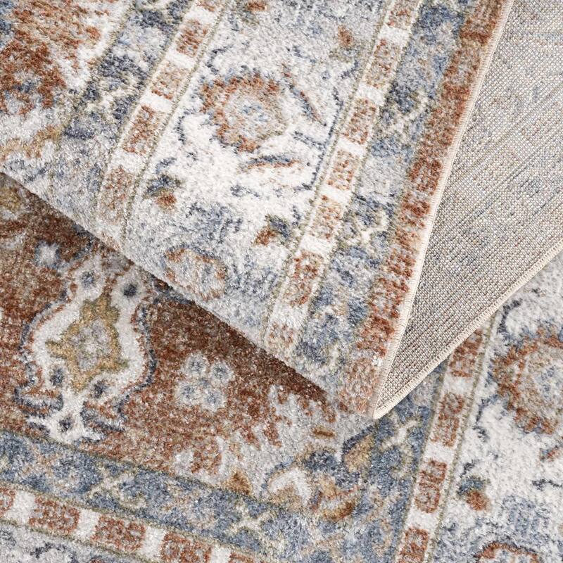 Hauteloom Ezio Hallway, Kitchen Machine Washable Runner Rug - Rust, Mustard, Off White - 2'7" x 7'3"
