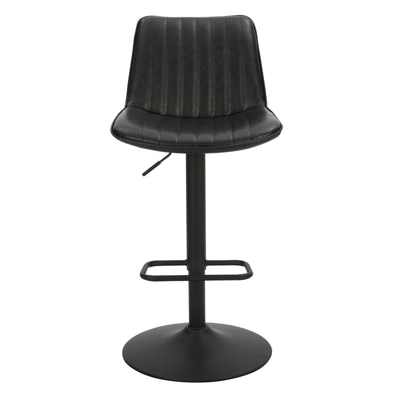Contemporary Faux Leather & Metal Adjustable Air-Lift Stool, Set of 2
