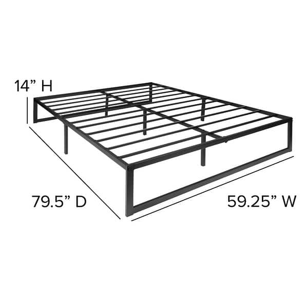 dimension image slide 7 of 12, Platform Bed Frame; Pocket Spring Mattress & Memory Foam Topper