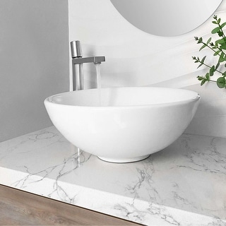 STYLISH 16 inch Porcelain Ceramic Round Vessel Sink Above Counter cUPC - 16" x 16" x 6 1/4"