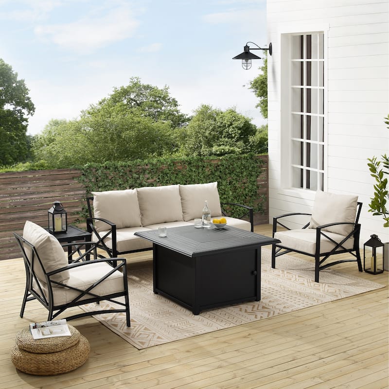 Crosley Kaplan 5Pc Outdoor Sofa Set W/Fire Table - 147 W x 91 D x 32 H