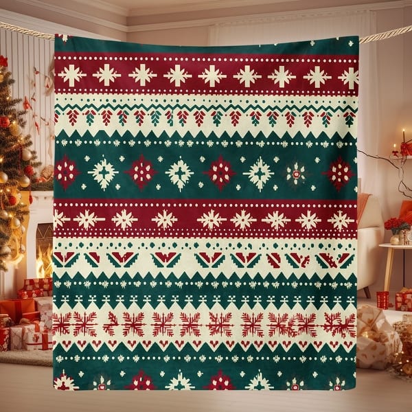 slide 2 of 17, Christmas Striped Flannel Fleece Throw Blanket — Soft Holiday Blanket 30"x40" - Green and Red