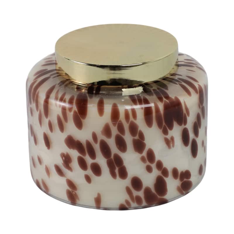 Glass Wax Decorative Candle Jar with Metal Lid Contemporary Accent - 7" x 7" x 6"