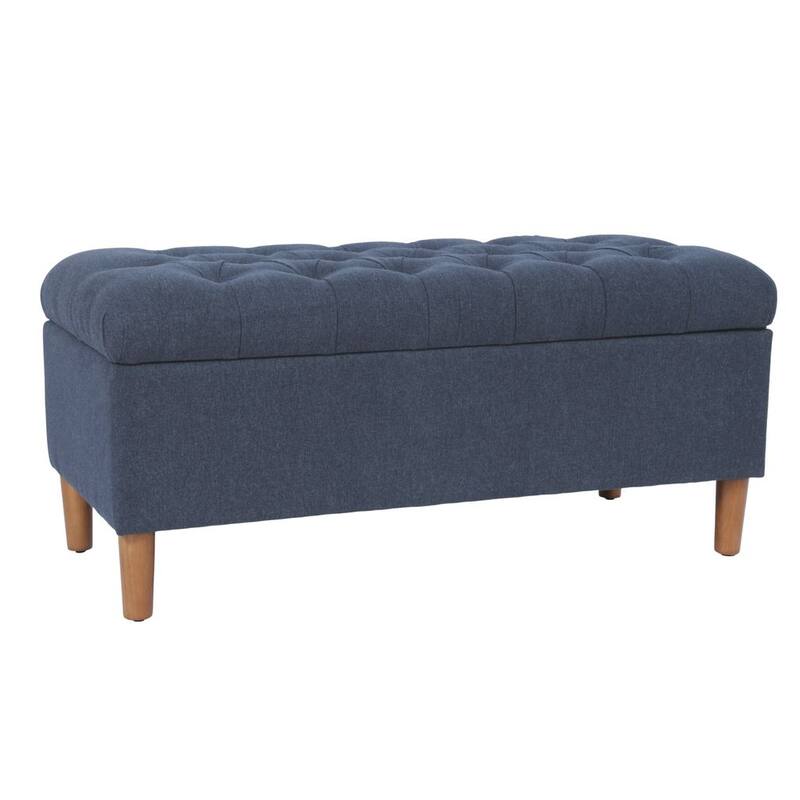 HomePop Button Tufted Top Storage Bench with Wood Legs