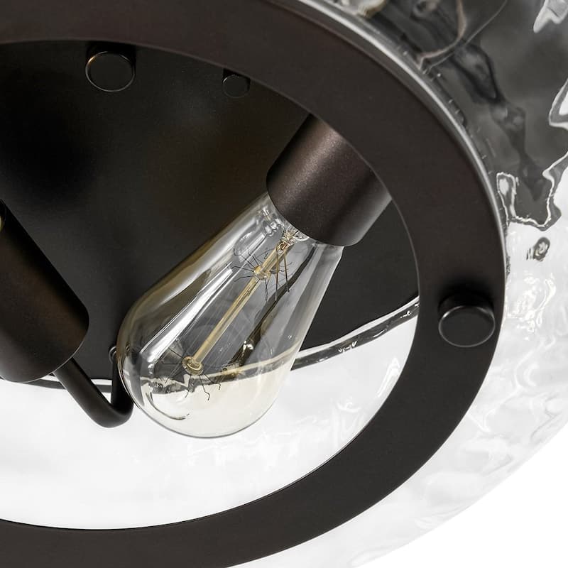 Oil Rubbed Bronze 3-Light Round Glass Flush Mount Ceiling Light