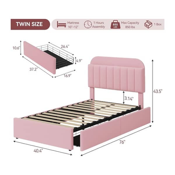 dimension image slide 1 of 13, Garvee Bedroom Boucle Platform Bed Frame, Storage Headboard, 2 Drawers