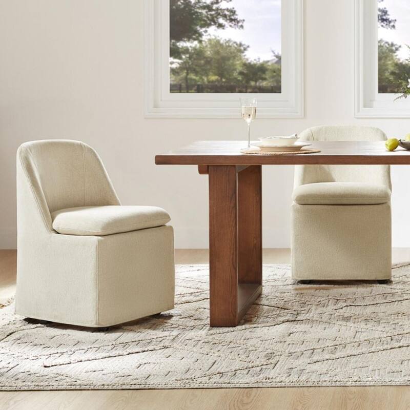 Spruce & Spring Modern Dining Chair with Removable Slipcover and Hidden Casters