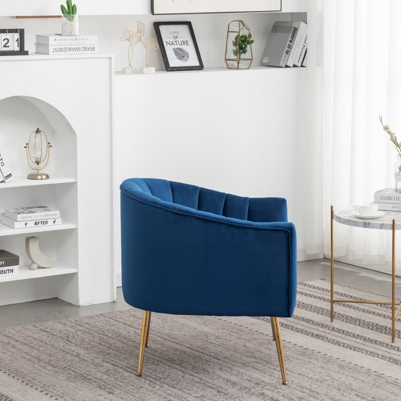 SEYNAR Modern Glam Velvet Accent Vanity Chair with Golden Metal Legs for Living Room