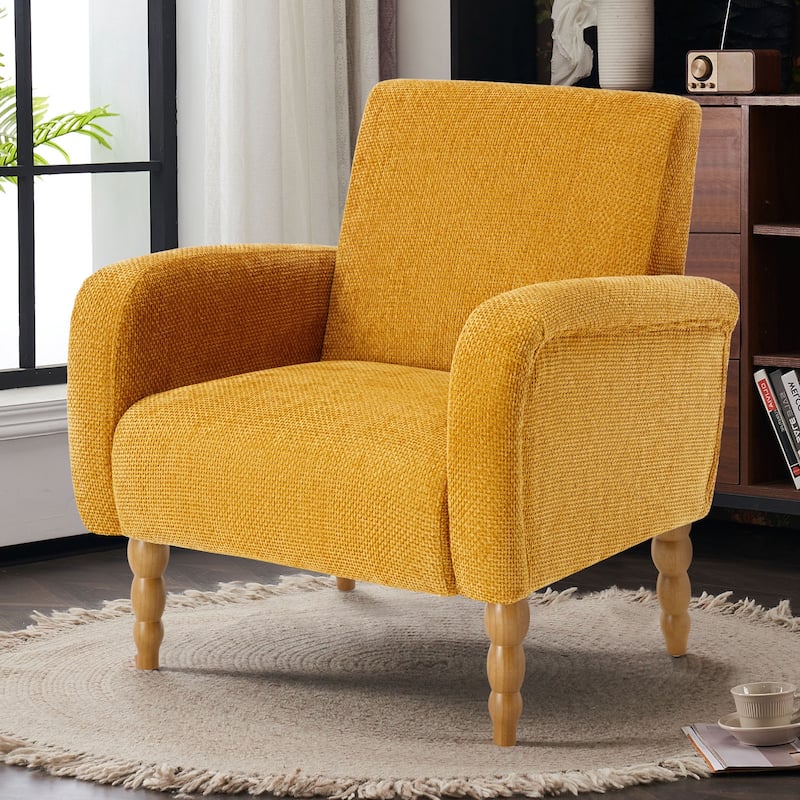 Fabric Armchair Accent Chair with Arms & Wood Legs