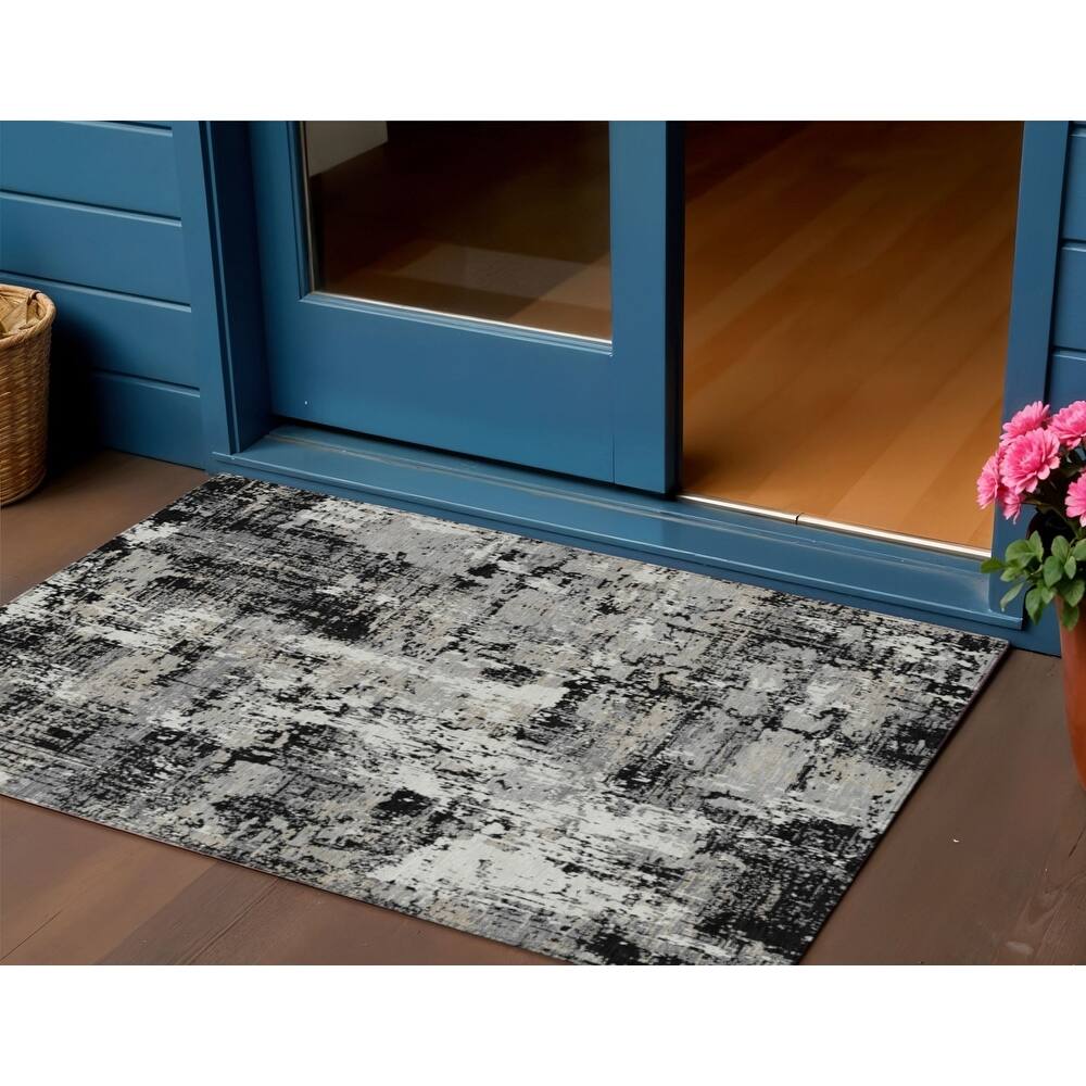 HomeRoots Abstract Transitional Rectangle Outdoor Rug