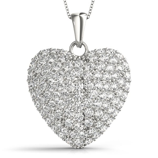 Shop 14KT Gold 1.00 CT Pave Heart Shaped Diamond Pendant ...