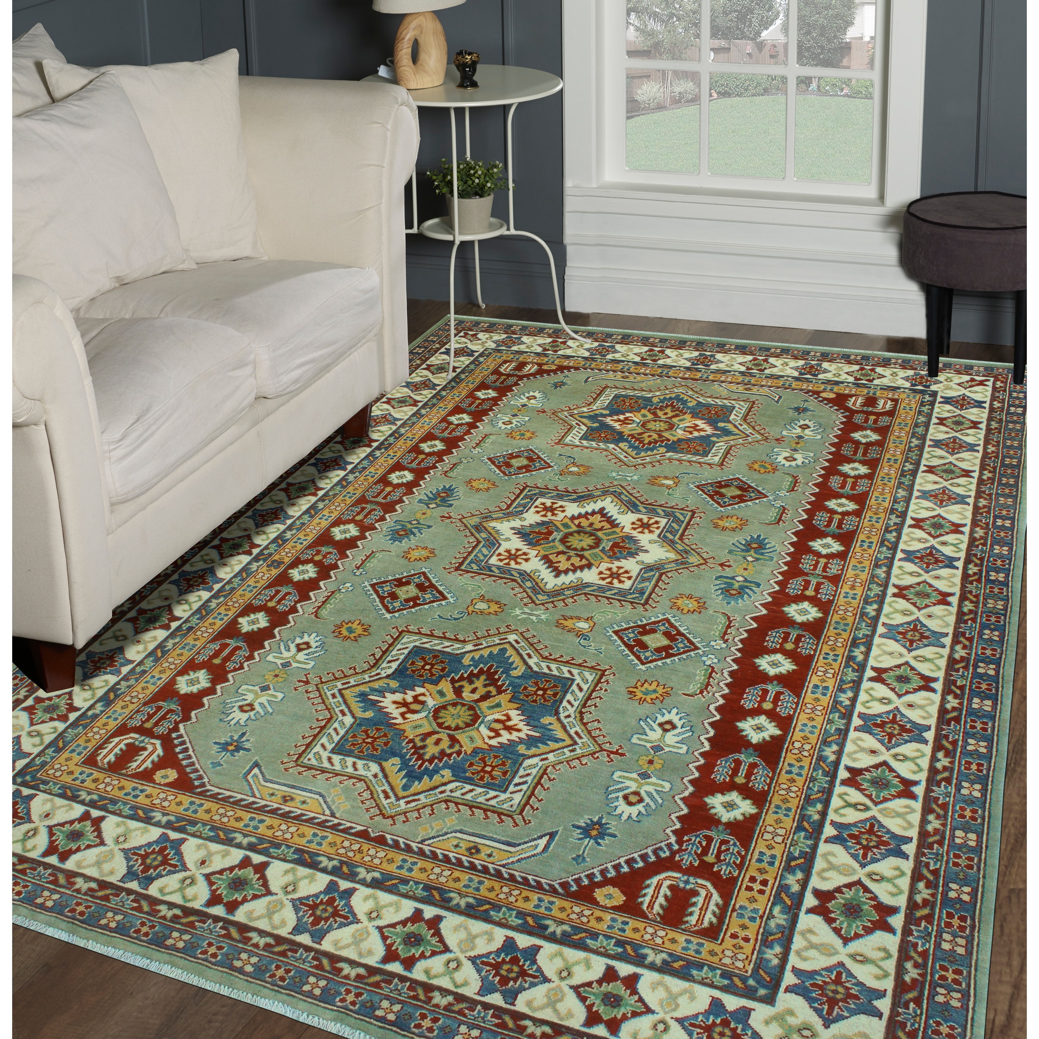 kazaky  Kazak Azalea Grey/Ivory Rug - 6'7
