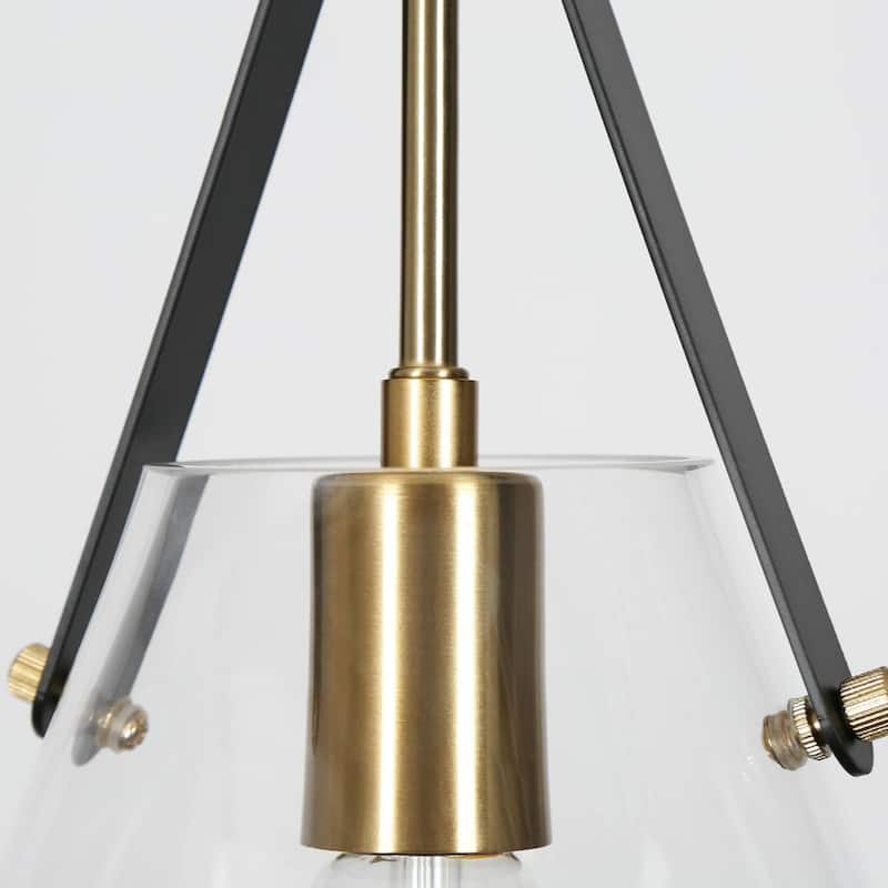 Cavitt Modern Contemporary 1-Light Mini Pendant Light Gold Tear Drop Unique Glass Kitchen Lighting - D 6.7" x H 74.1"