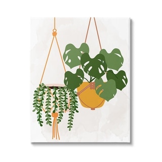 Stupell Casual Hanging House Plants Botanical Monstera Leaves Canvas 