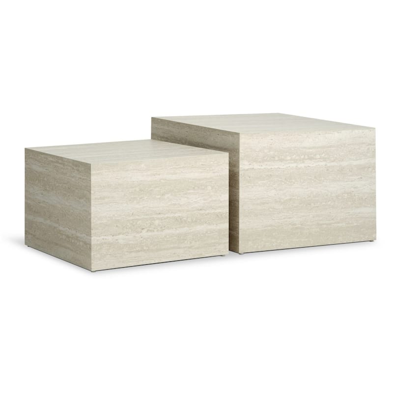 Caffoz Modern Square Faux Marble Nesting Coffee Tables - Set of 2