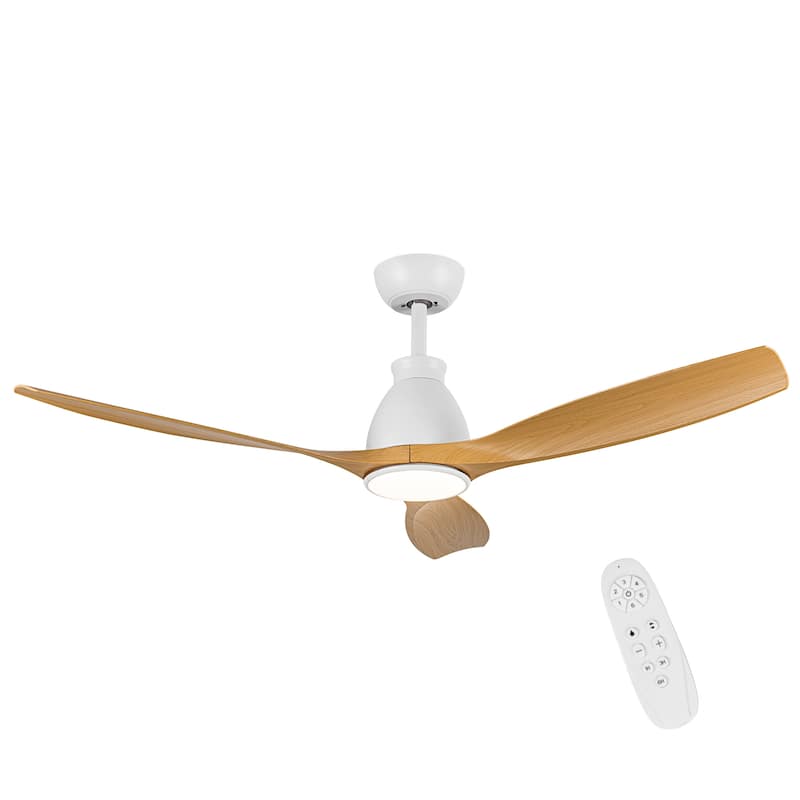 52 inch Indoor Ceiling Fan with Light - White and Walnut