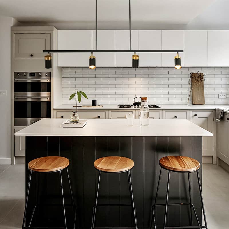 4-Light Modern Black & Gold LED Track Spotlight, Adjustable Linear Ceiling Light Fixture for Dining Room - 4 Light