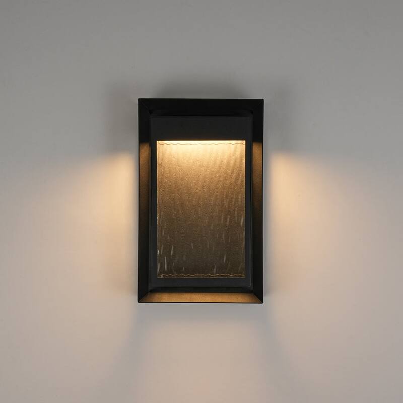 Dimmable LED Rectangle Frame Water Patterned Exterior Wall Sconce - 7.9 in