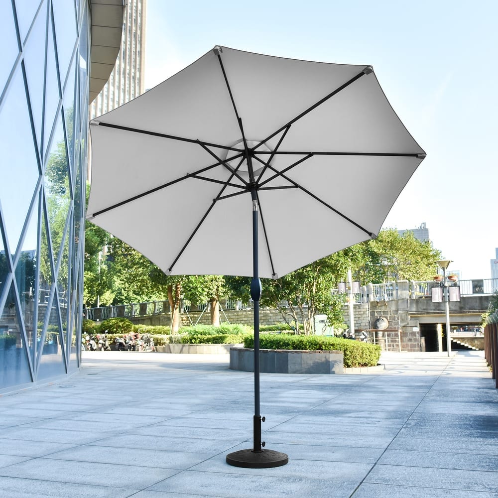9 Ft Aluminum Patio Umbrella with Decorative Base