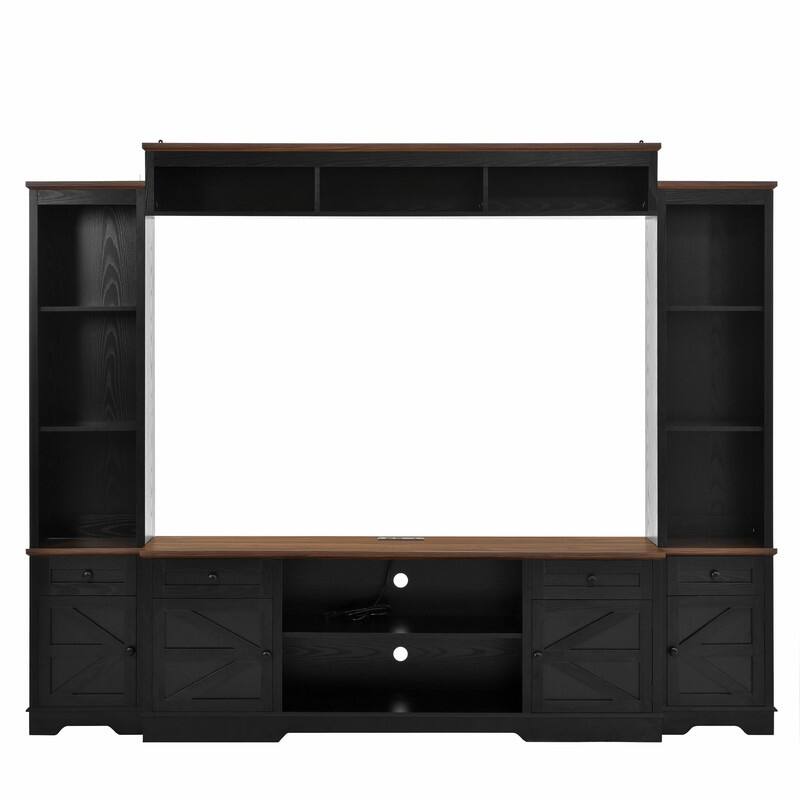 98.8" Wide Wall Unit Entertainment Center with Bookshelves for TVs up to 80"