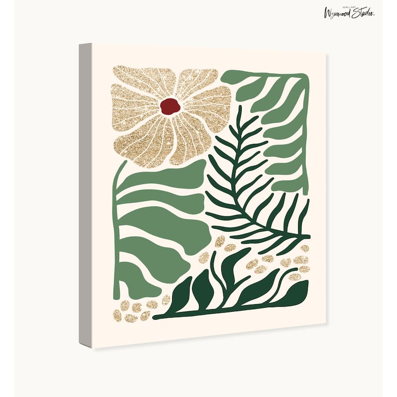 Wynwood Studio Canvas Floral and Botanical Fresh Season's Glitter II Gold Glam Wall Art Canvas Print