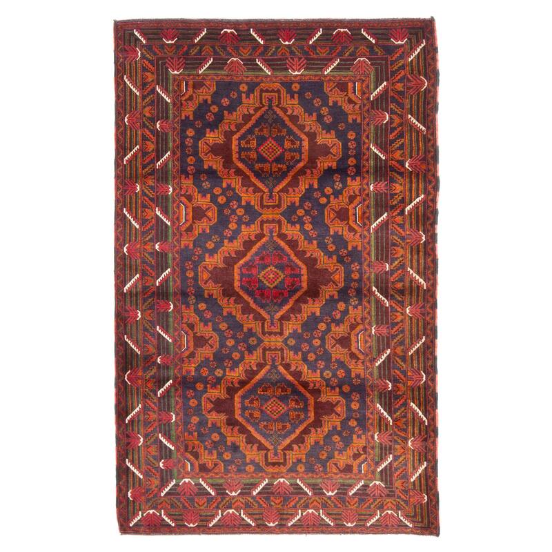 ECARPETGALLERY Hand-knotted Teimani Dark Navy Wool Rug - 3'10 x 6'3