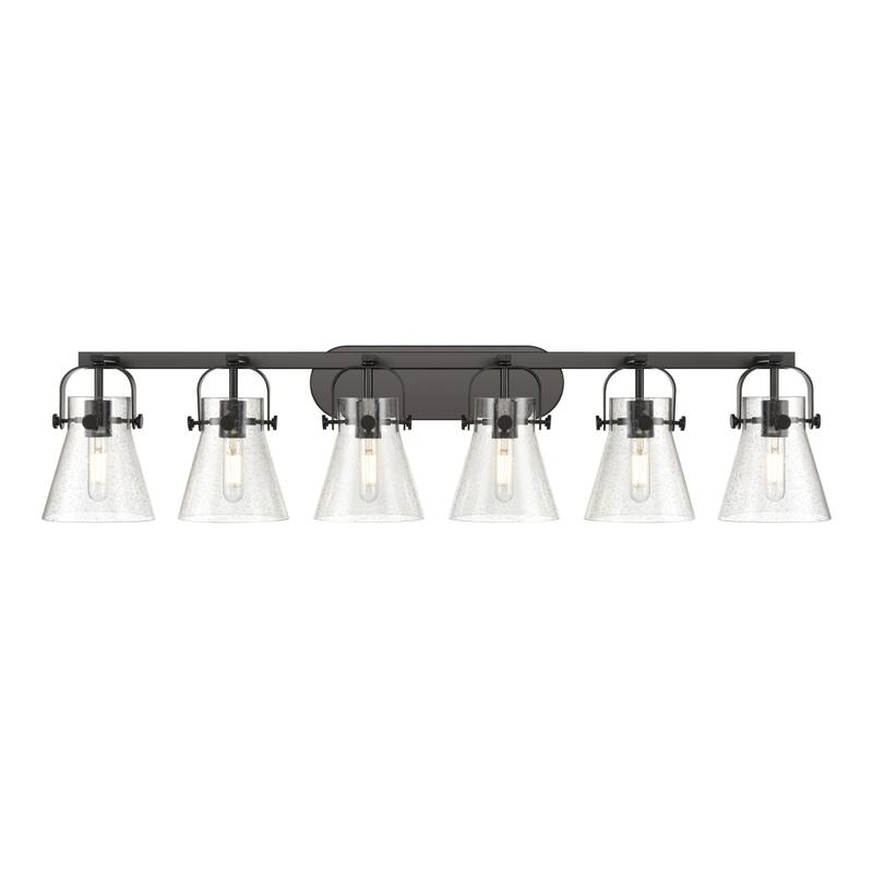 Innovations Lighting 423-6W-10-46 Pilaster II Cone Vanity Pilaster II - Matte Black / Seedy