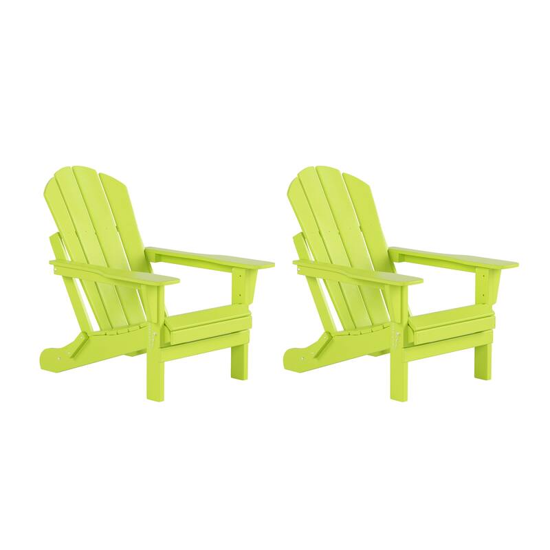 POLYTRENDS Laguna Outdoor Eco-Friendly Poly Folding Adirondack Chair (Set of 2) - Lime