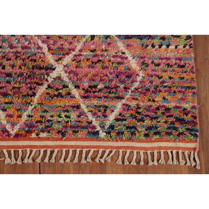 Trellis Plush Moroccan Oriental Area Rug Hand-Knotted Wool Carpet - 6'1" x 9'8"