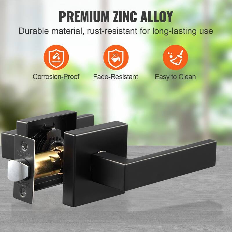 Matte Black Interior Door Handle Lever with Zinc Alloy Reversible Design for 35mm to 45mm - 4.65" x 0.91" x 2.16"