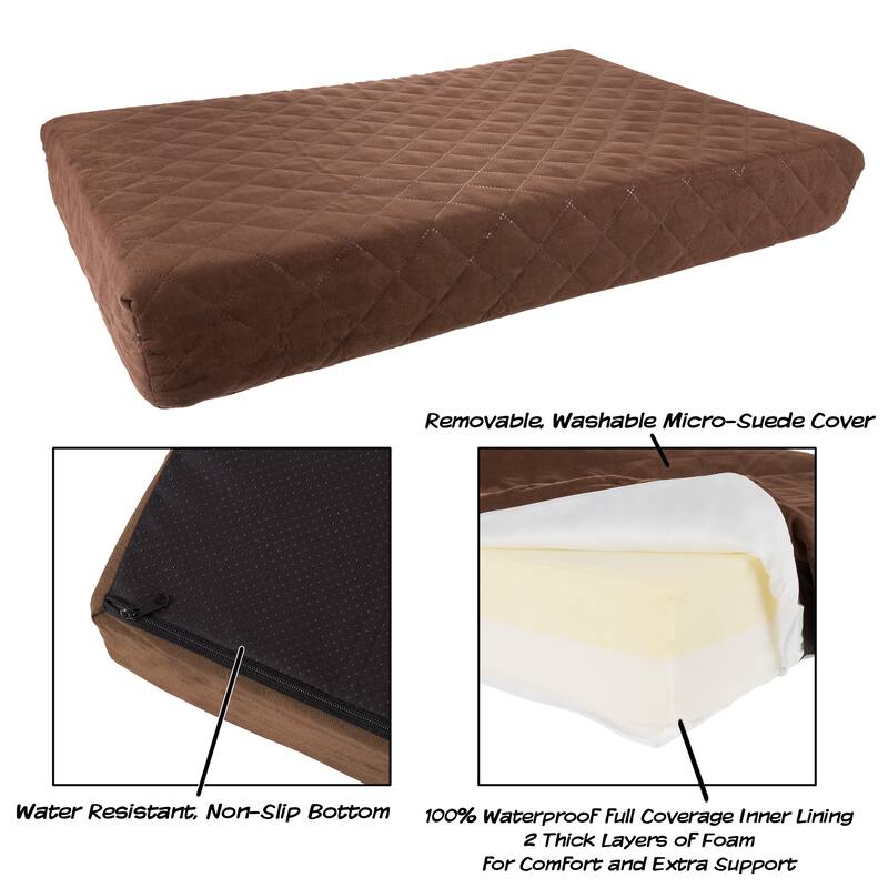 36x27 Two-Layer Memory Foam Waterproof Dog Bed for Large Dogs up to 75lbs