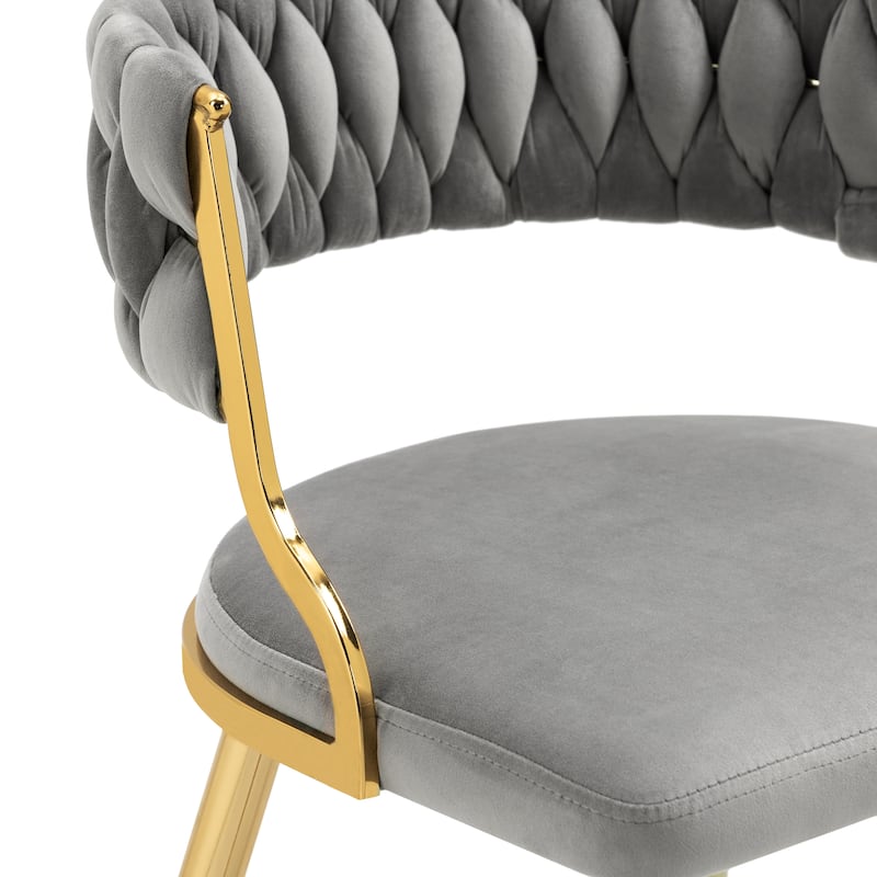 Set of 2 Velvet Dining Chair with Golden Metal Legs