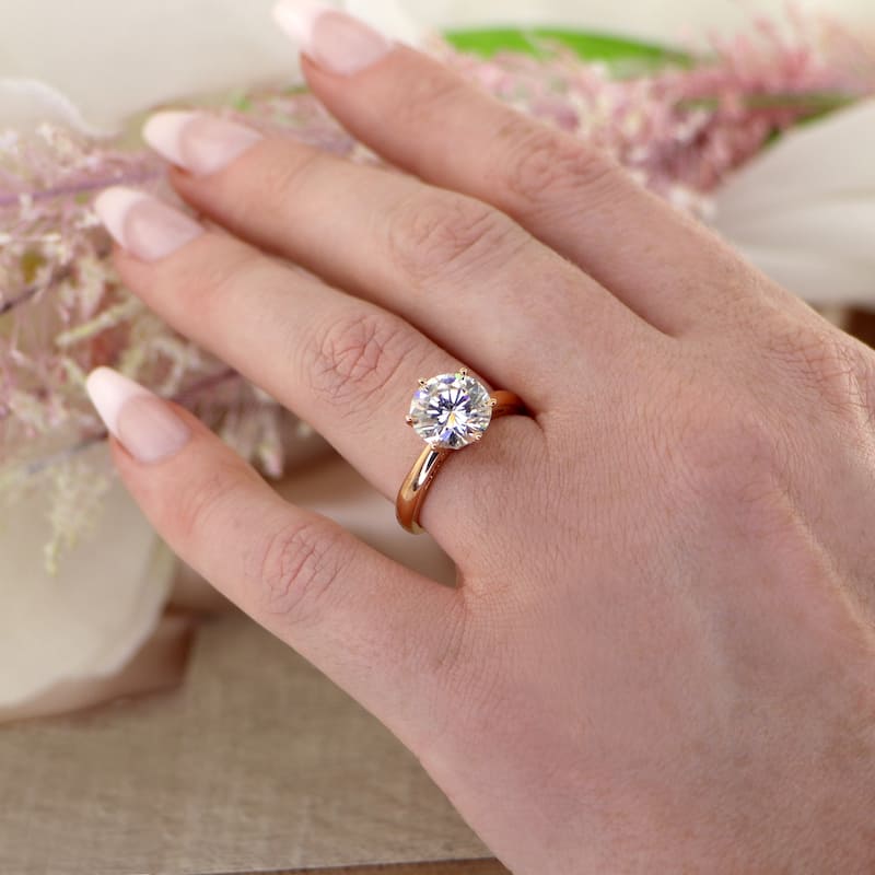 Auriya 14k Gold 2ctw Solitaire Moissanite Engagement Ring 6-Prong