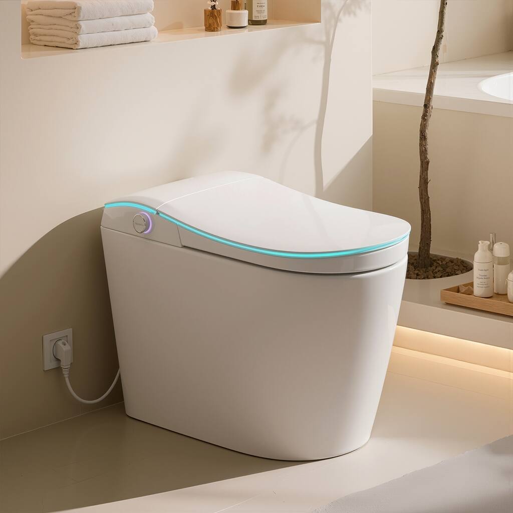 Smart Toilet with Bidet, Heated Seat, Auto Flush, Warm Air Dryer, Night Light, One-Piece Intelligent Toilet 220 lbs Capacit