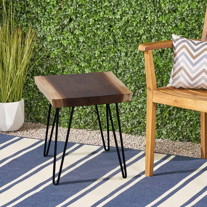 Greenage Teak End Table Solid Live Edge Side Table
