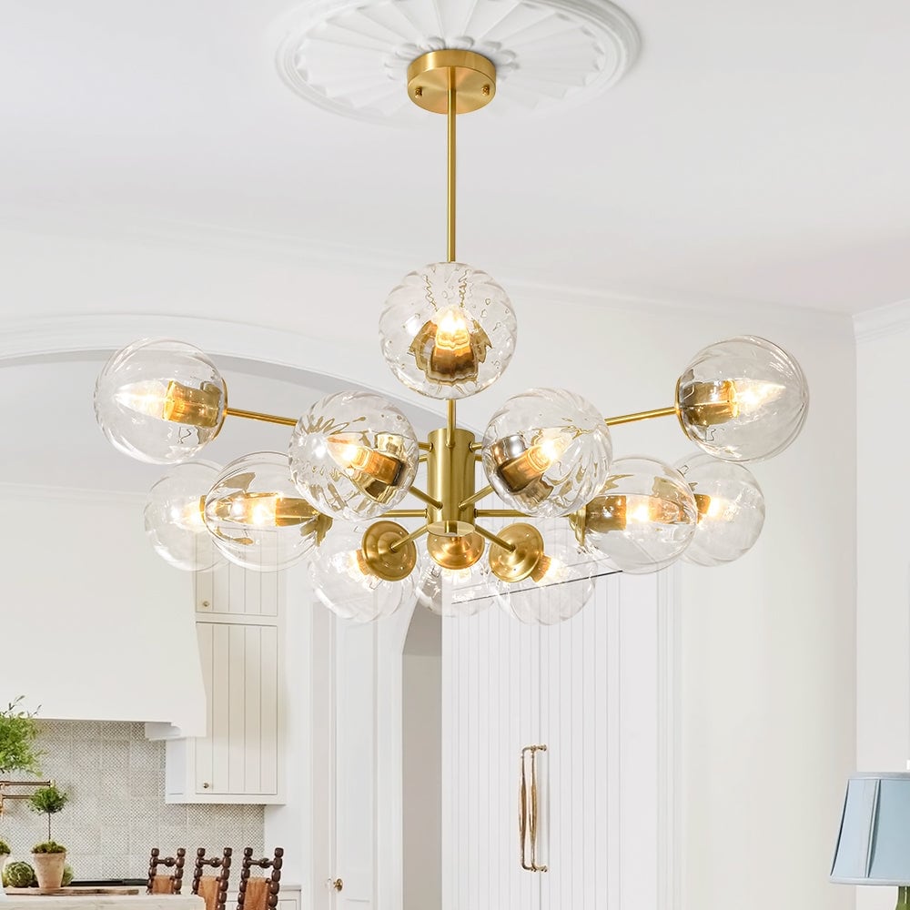 Classic Glam 12-Light Striped Glass Sputnik Tiered Chandelier - 35.4 in