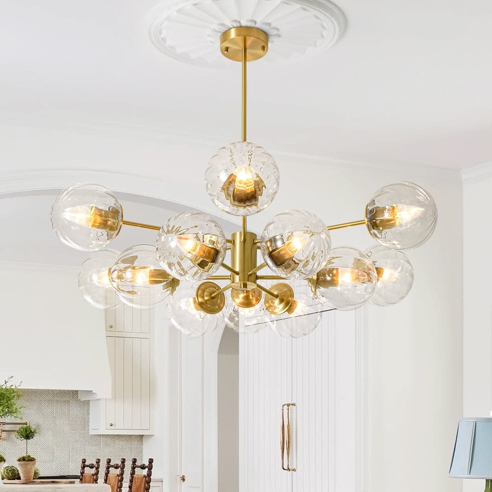 Classic Glam 12-Light Striped Glass Sputnik Tiered Chandelier - 35.4 in