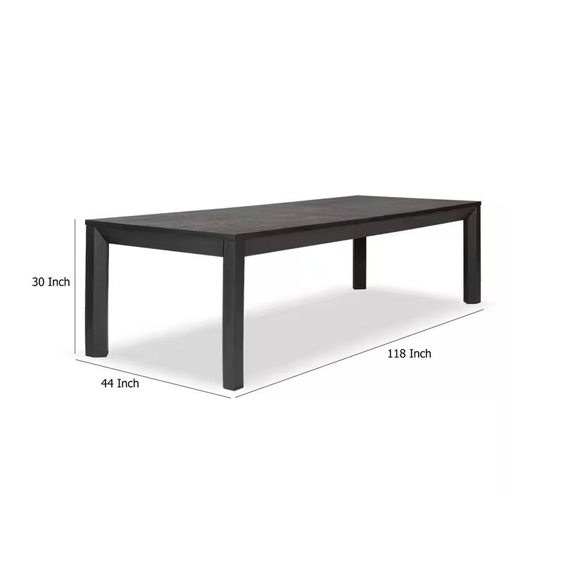 Kizie Dining Table, 94-118 Inch Extendable, Weathered Black Rubberwood