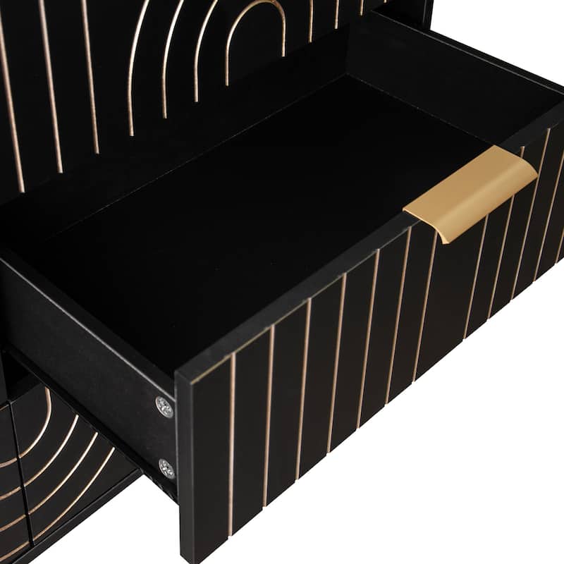 6 Drawer Storage Cabinet, Accent Cabinet with Metal Handles, Storage Chest of Drawer, Wide Dresser Drawer with Carving