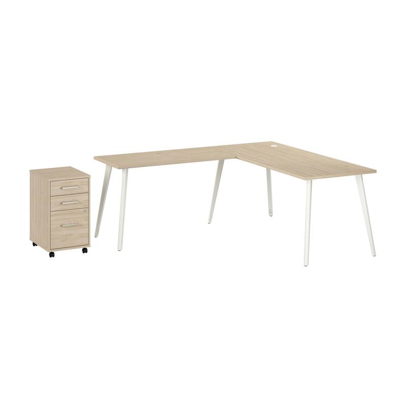 Bush Business Furniture Vista 72W L Shaped Desk with Mobile Cabinet