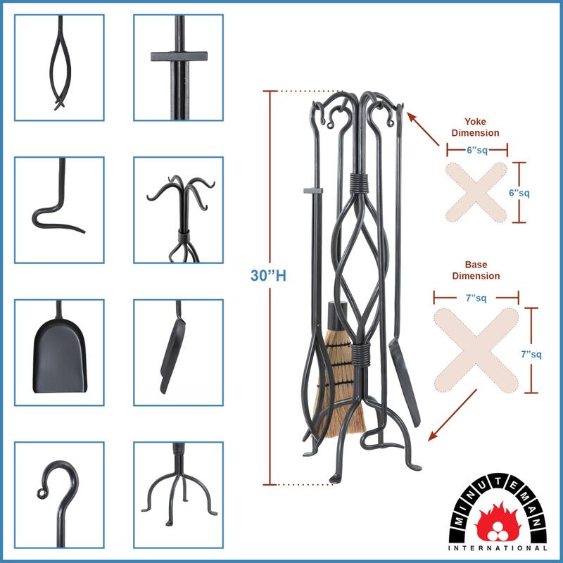 Achla Designs Helix Fireplace Set of 4 Tools, 30 Inch Tall, Graphite Finish