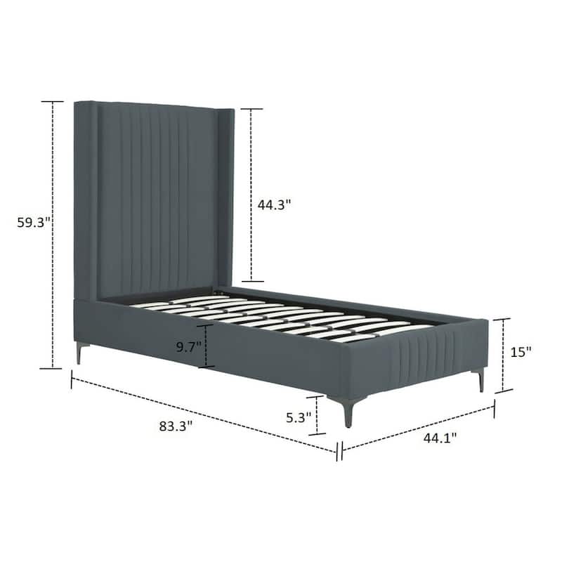 Manhattan Comfort Promenade Mid-Century Modern Velvet Upholstered Bed