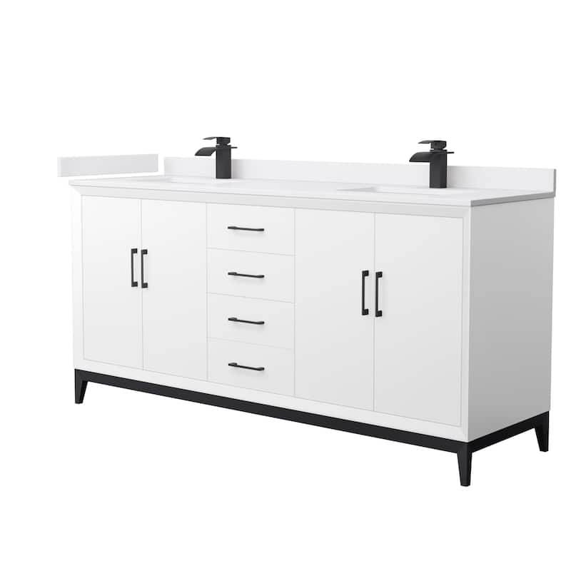 Wyndham Collection WCH818172D-VCA-UNSMXX Amici 72" Free Standing - White / White Cultured Marble Top / Matte Black