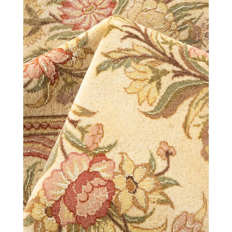 Overton Hand Knotted Wool Vintage Inspired Traditional Mogul Ivory Area Rug - 9 x 12