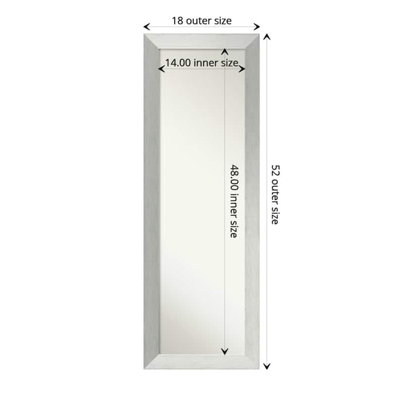 Non-Beveled Wood Full Length On The Door Mirror - Brushed Sterling Frame - Brushed Sterling Silver - Mirror Size 14x 48